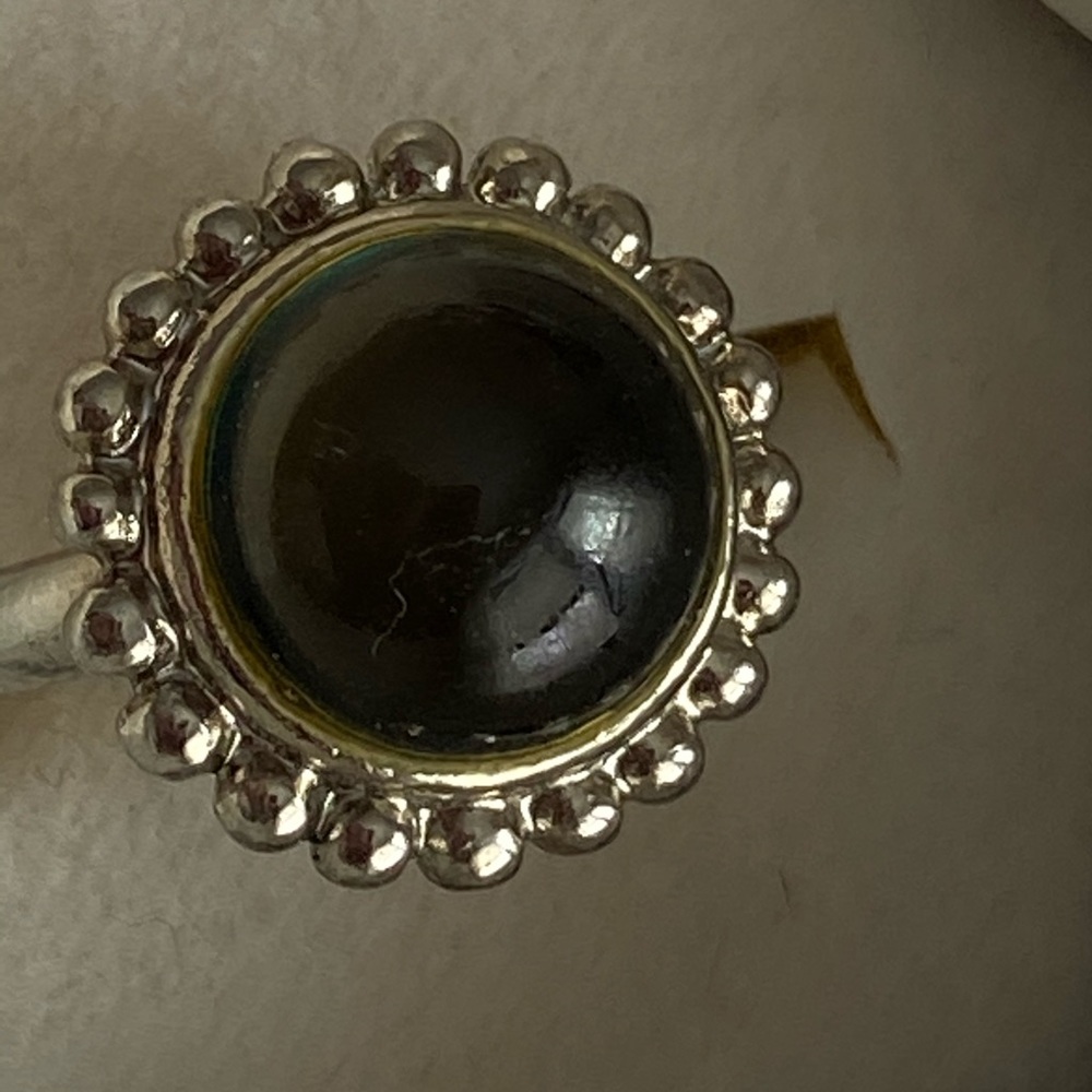Silver Ring & Translucent Dark Green Center Stone - image 8